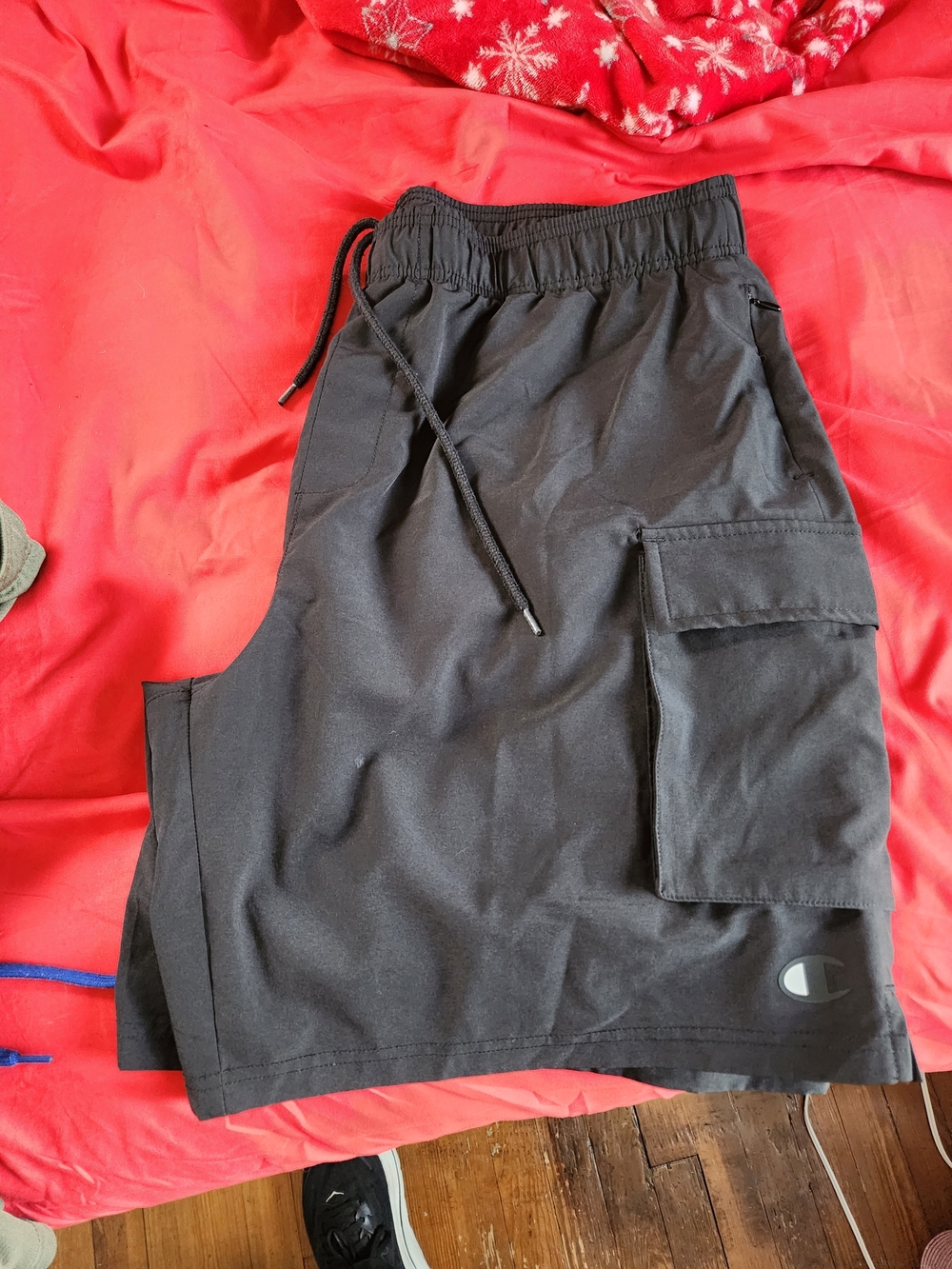 Champion Black Men's Cargo Drawstring Athletic Shorts